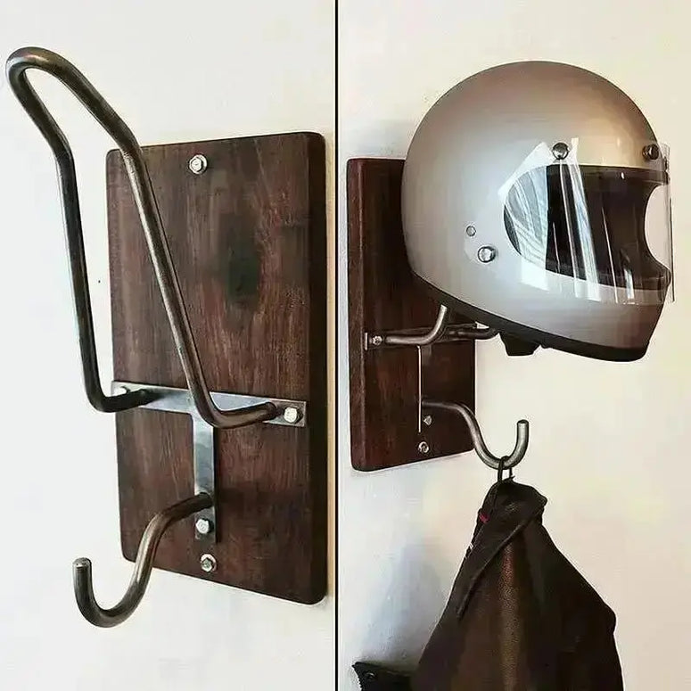 Urban Deco Support Mural Pour Casque Moto - Porte-Casque Avec 2 Crochets Pour Chapeaux, Idéal Garage Ou Entrée, Design Compact