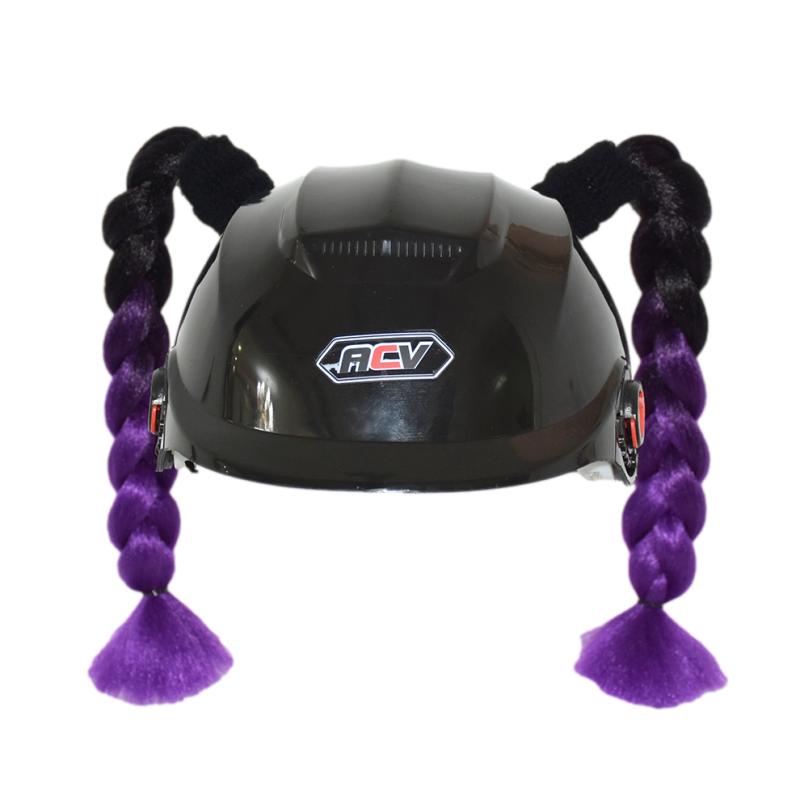 Tresse pour casque moto - Violet/Noir