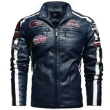 Veste cuir biker vintage - Speed RACE Bleu - Le Pratique du Motard