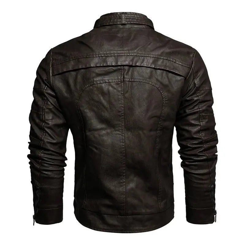 Veste En Cuir Synthétique Pour Homme - Style Motard Bomber - Coupe-vent Imperméable - Idéale Mi-saison Et Hiver